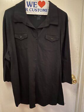 Just My Size Black Blouse 3/4 Sleeves W 3X